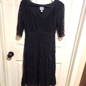 Vintage Black Lace Long Sleeve Witchy Goth Dress Size 6